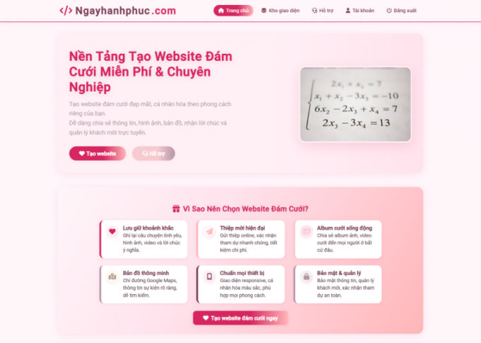 Code tạo website đám cưới